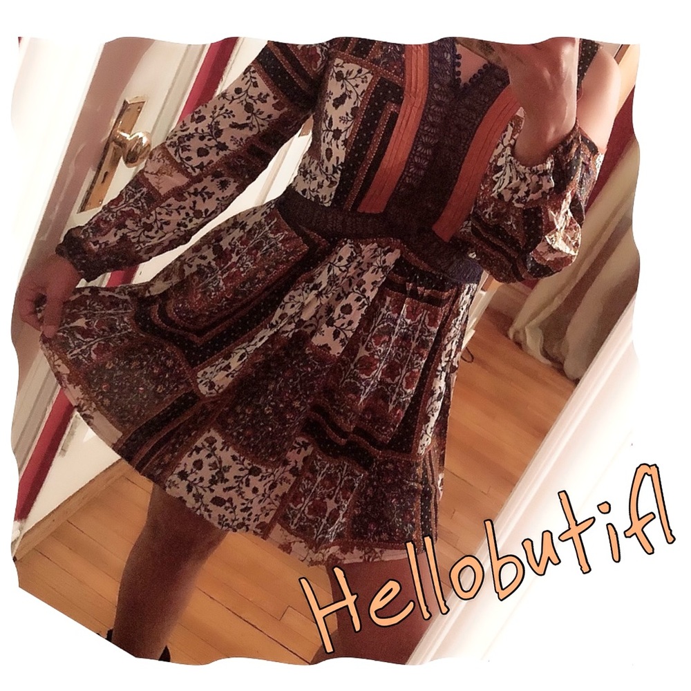 Bohemian Multi-Printed Long Sleeve Mini Dress Tunic - Picture 4 of 14